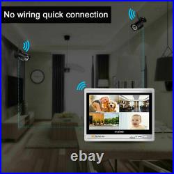 1080P 4CH 12' LCD NVR Wireless Security Camera System kit Outdoor WiFi 1TB CCTV