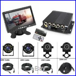 1080P 4CH Car Vehicle 7 Monitor DVR Recorder Cam Kit LED Front/Rear/Side Camera