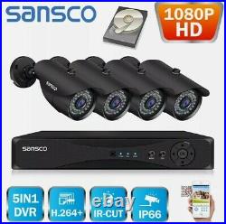 1080P 4CH DVR 4 Camera Home outdoor Security CCTV System NEW