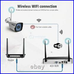 1080P 4CH HD WiFi Security Camera System Wireless Outdoor IP CCTV NVR Kit 1TB HD