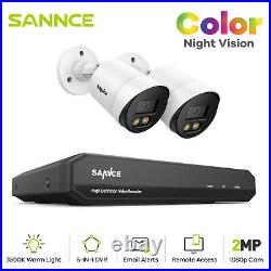 1080P SANNCE Full Color CCTV Camera System 4CH DVR Home Security Night Vision
