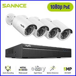 1080P SANNCE POE CCTV System Audio In Security IP Camera Outdoor 8CH 5MP NVR Kit