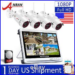 1080P Security Camera System Wireless Outdoor WIFI 12'' Monitor 1TB 8CH CCTV Kit