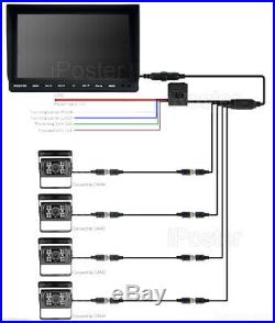 10.1 Quad Monitor+4PIN CCD Reversing Parking Camera Night Vision Kit for Truck