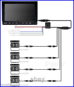 10.1 Quad Monitor Split screen 4PIN CCD Reversing Camera 12V 24V 4 Package Kit