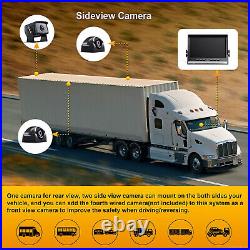 10.1 Quad Split IPS DVR Monitor 4 AHD Rear View Reverse Camera Kit For Truck
