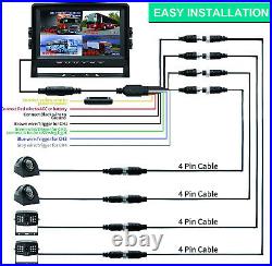 10.1 Quad Split IPS DVR Monitor 4 AHD Rear View Reverse Camera Kit For Truck