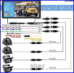 10.36 Touch Screen DVR Quad Monitor Bluetooth MP5 4x 360 View Backup Camera Kit