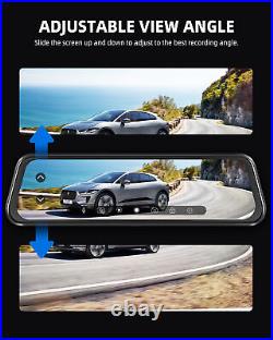 10'' Mirror Dash Cam 3 Channel 1080P Backup Camera Touch Screen Car Recorder 3CH