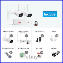 1296P Wireless Outdoor WIFI Home Security Camera System 4CH NVR with 1TB HDD Kit