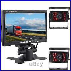 12V-24V 7 LCD Monitor Car Rear View Kit + 2x IR Reversing Camera for Bus Truck