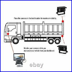 12V-24V Bus Truck Dual IR Backup Camera + 7 Rearview Monitor Night Vision Kit
