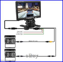12-24V 2x CCD Reversing Camera Kit For Lorry Horsebox + 7 TFT LCD Monitor 66Ft
