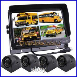 12-24V 7 Quad Monitor Car Rear View Kit for Truck Bus Car + 4 IR Side Cameras