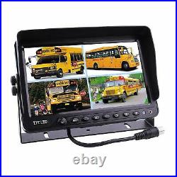 12-24V 7 Quad Monitor Car Rear View Kit for Truck Bus Car + 4 IR Side Cameras