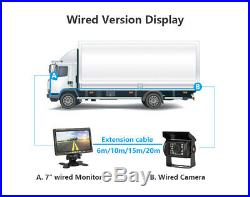 12-24V RV Truck Trailer IR Reversing Reverse Rear View CCD Camera 7 Monitor Kit
