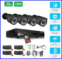 1TB, 8CH CCTV 1080P DVR Kit Outdoor 4x1080P IR-CUT Camera Security Video Recorder