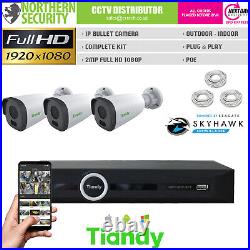 2MP Bullet POE IP Camera Home Shop CCTV Kit Night Vision Security System Lite