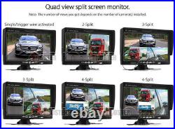 2x CCD Reversing Camera 4-PIN 7 Split QUAD Monitor Trailer Caravan 10M+20M Kit
