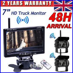 2x Wireless Car Reversing Camera +7 LCD Monitor for Truck Bus Van Rear View Kit