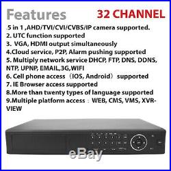 32CH CCTV Full HD DVR 1080P 2.4MP IR NightVision Camera Home Security System Kit