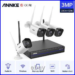 3MP ANNKE Wireless CCTV Camera System 8CH 5MP NVR Audio In Outdoor Security Kit