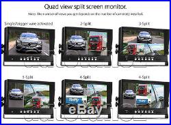3x Waterproof CCD Reversing Camera 4PIN 9 LCD Monitor Truck Bus Rear View Kit