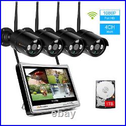 4CH 1080P HD Wireless Security System IP Camera Home CCTV Outdoor WiFi 1TB Kit