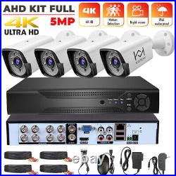 4CH H. 265+ 5MP Lite DVR 1080P Outdoor CCTV Home Security Camera System HDMI Kit