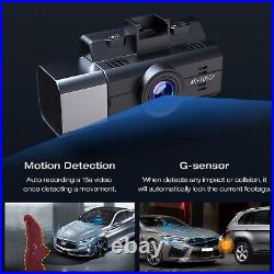 4K UHD 3CH Dash Cam Front Rear Inside Camera Video Car DVR Recorder Night Vision