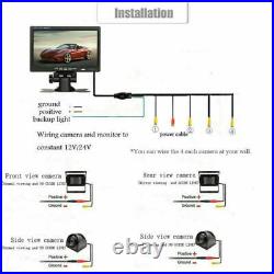 4PCS Car Reversing Camera +7 Quad Split Monitor Rear View Kit For Bus RV Track