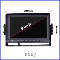 4Pin 20M 8 HD Monitor IR Waterproof Reversing Camera Kit for Caravan RVs Truck