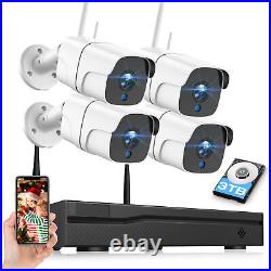 4 Camera Wireless WiFi CCTV Security System Kit HD 1080P 8CH NVR Home Outdoor UK