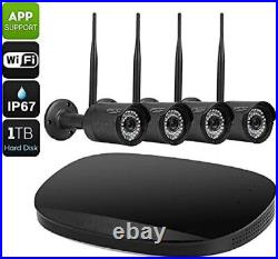 4 Channel NVR Security Kit-720P, 30 M Night Vision, Wi-Fi, Remote Monitoring