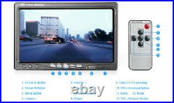 4-Pin 7 HD Monitor Dual Rear View Night Vision Cameras Kit for Truck Van Lorry