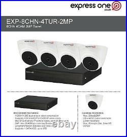 4 camera CCTV Kit 1TB Express One Security 8 Channel DVR & cable complete system