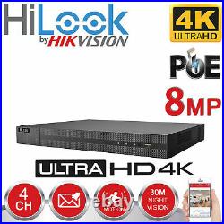 4k Cctv System Hikvision Hilook Ip Poe 8mp Uhd 4ch Nvr Dome Camera Kit Outdoor