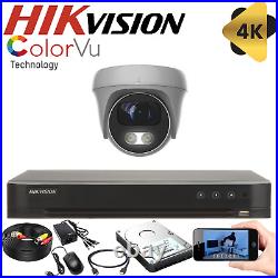 4k Hikvision Cctv System 8 Mp Audio MIC Camera Night Vision Security Colorvu Kit