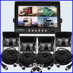 4x Waterproof CCD Reversing Camera 4PIN 9 LCD Monitor Truck Bus Rear View Kit