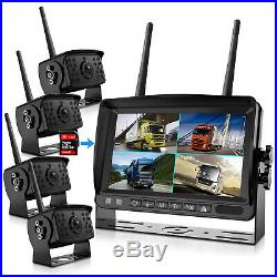 4x Wireless Reversing Camera 1080P Digital DVR Monitor Kit 7 HD Quad Screen+32G
