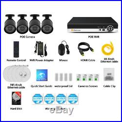 5MP 4CH NVR POE IP CCTV Security Camera System Kit Outdoor Audio IR Night Vision