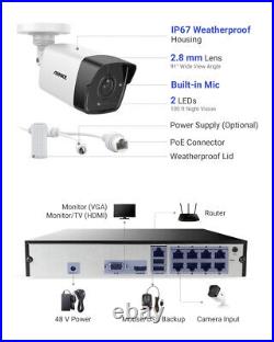 5MP ANNKE CCTV System 8CH 6MP NVR POE IP Camera 100ft Night Vision Security Kit