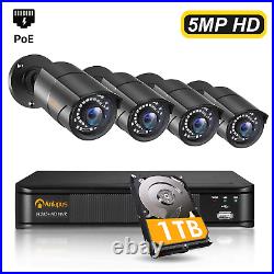5MP CCTV Camera PoE System 4xIP Camera Home Security 8CH 5MP NVR 1TB HDD Kit