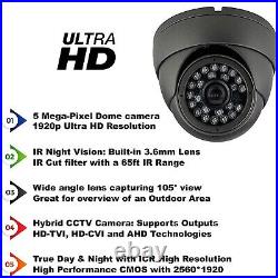 5MP CCTV SYSTEM 2TB HDD 4CH DVR KIT 5MP GREY SECURITY x4 CAMERAS NIGHT VISION UK
