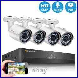5MP POE Audio CCTV System NVR Recorder Home Outdoor Security Camera Network Kit