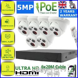 5MP UHD CCTV POE System 4CH 8CH NVR 40M Night vision Camera Home Security Kit