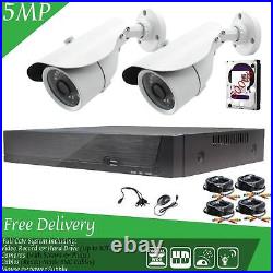 5mp 4ch Cctv System Kit Home Outdoor Security Camera Hd Dvr 500gb Hard Drive Uk