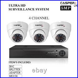 5mp Cctv 4 Channel Dvr Full System Hd Outdoor/indoor Camera Home Security Kit Uk