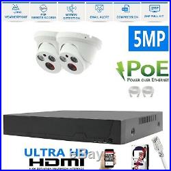 5mp Cctv System Ip Poe 4ch 8ch Channel Nvr Outdoor 40m Nightvision Camera Kit Uk