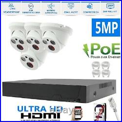 5mp Cctv System Ip Poe 4ch 8ch Channel Nvr Outdoor 40m Nightvision Camera Kit Uk